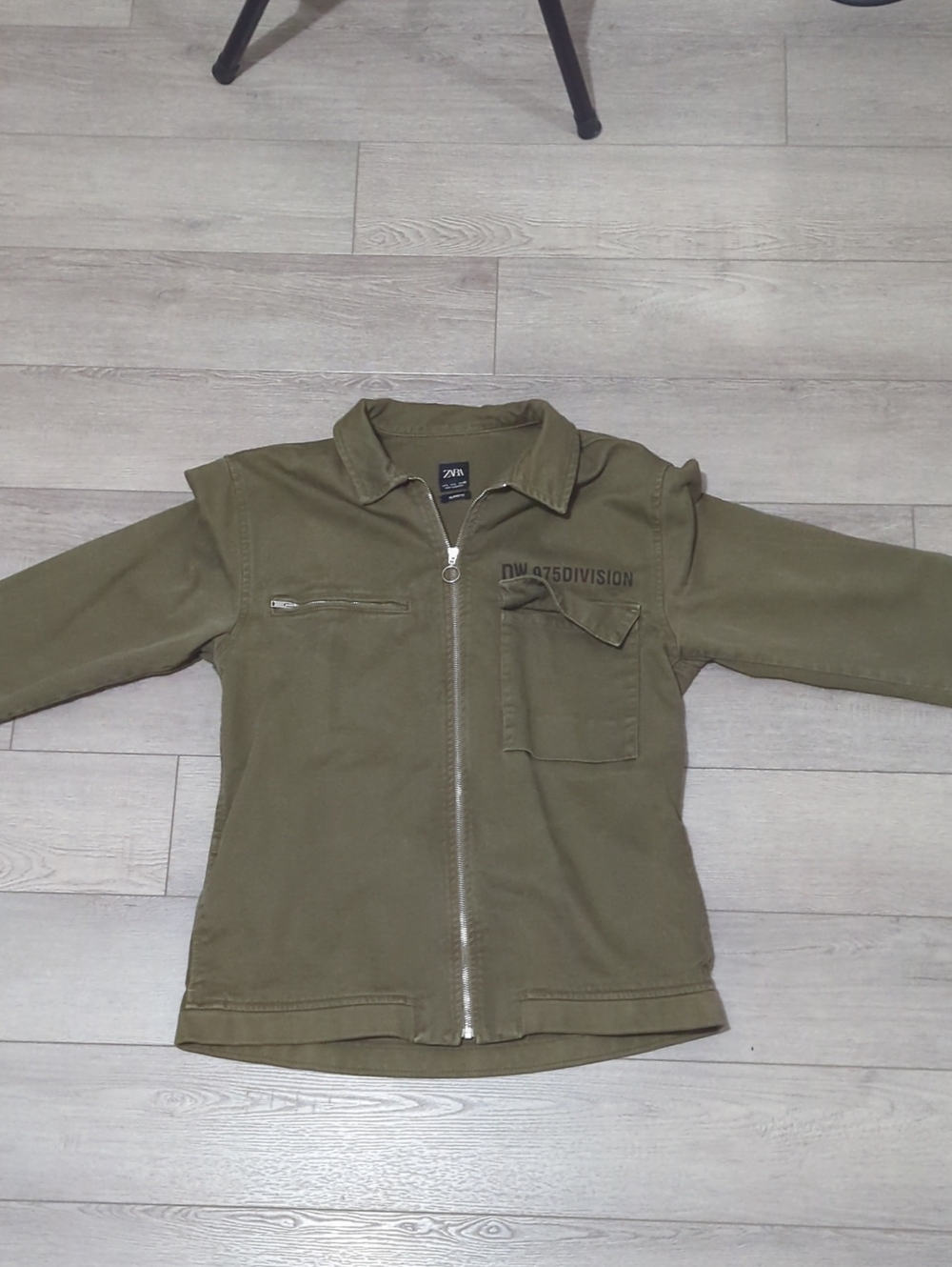 Zara Olive Green Military-Style Zip Jacket